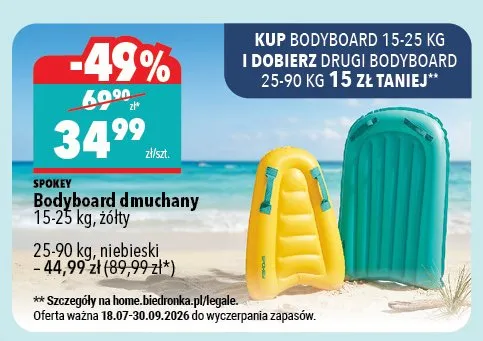 Bodyboard dmuchany Spokey 15-25 kg promocja w Biedronka Home