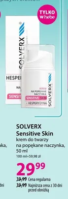 Krem do twarzy Solverx Sensitive Skin na popękane naczynka promocja w Hebe