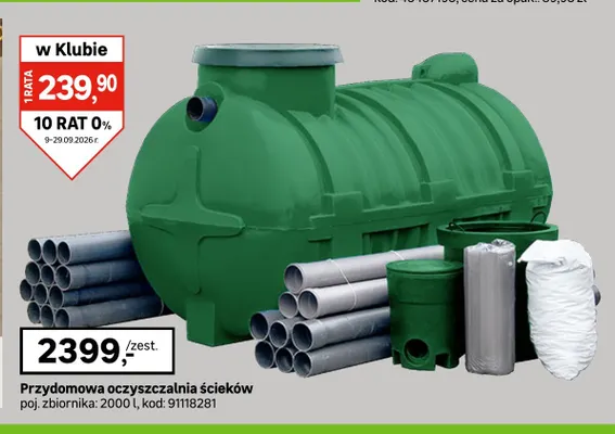 Przydomowa oczyszczalnia ścieków 2000 l promocja w Leroy Merlin