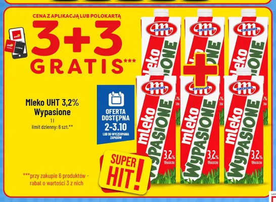 Mleko UHT Wypasione Mlekovita 3,2% promocja w POLOmarket