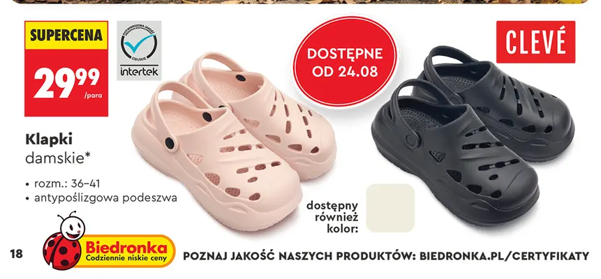 Klapki damskie Clevé promocja w Biedronka