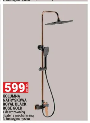 Kolumna natryskowa Royal Black Rose Gold z deszczownicą i baterią mechaniczną 3-funkcyjna rączka promocja w Merkury Market