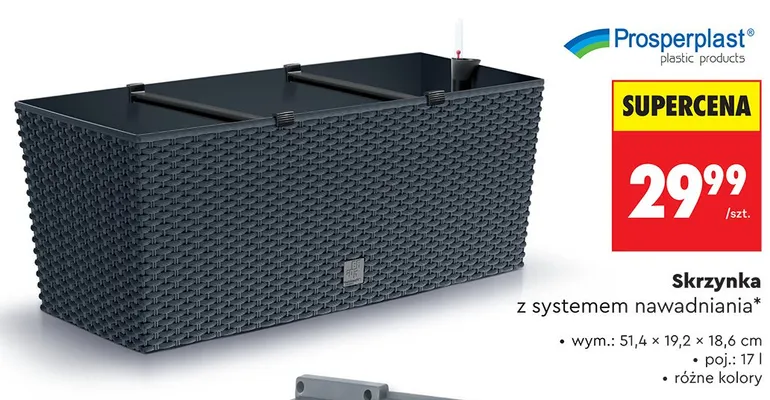 Skrzynka z systemem nawadniania Prosperplast wym.: 51,4x19,2x18,6cm poj.: 17l promocja w Biedronka