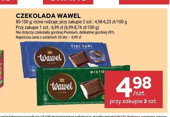 Czekolada Wawel Tiki Taki promocja w Stokrotka