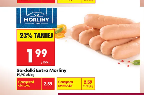 Serdelki Extra Morliny promocja w Biedronka