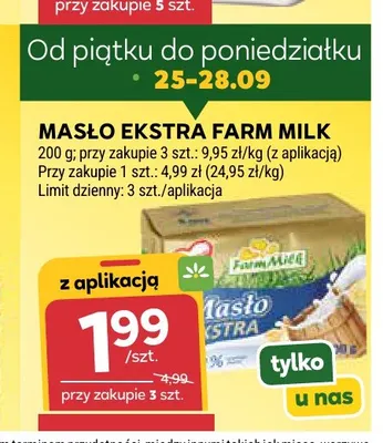 Masło ekstra Farm Milk promocja w Stokrotka