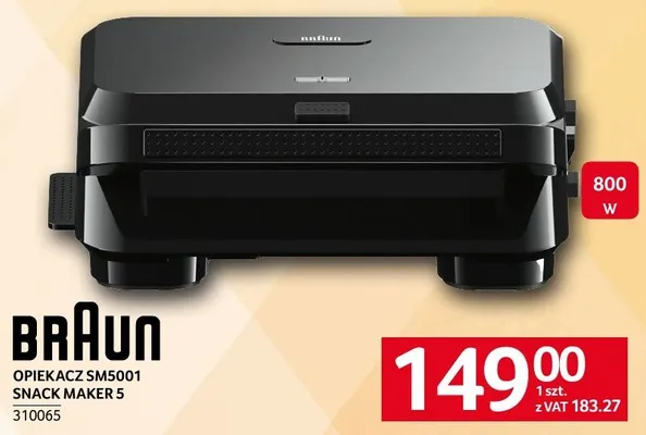 Opiekacz BRAUN Snack Maker 5 SM5001 800 W promocja w Selgros