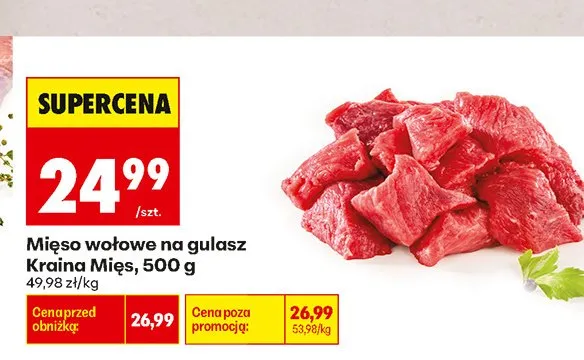 Mięso wołowe na gulasz Kraina Mięs promocja w Biedronka