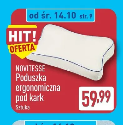Poduszka ergonomiczna pod kark Novitesse promocja w Aldi