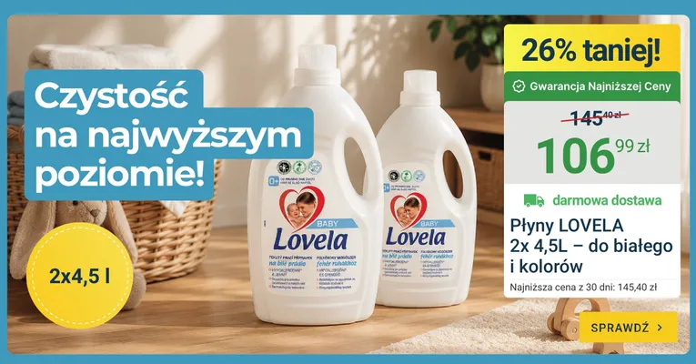Płyn do prania Lovela Baby do białego i kolorów promocja w ERLI