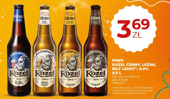 Piwo Kozel 0,0% 0,5 L promocja w Duży Ben