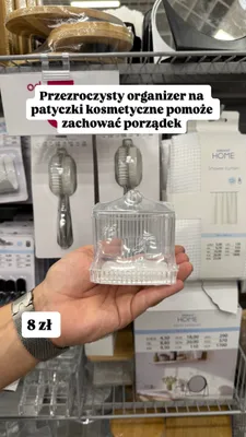 Przezroczysty organizer na patyczki kosmetyczne promocja w Pepco