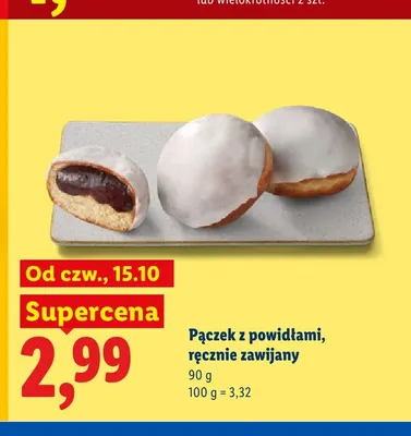 Pączek z powidłami ręcznie zawijany Piekarnia Lidla promocja w Lidl