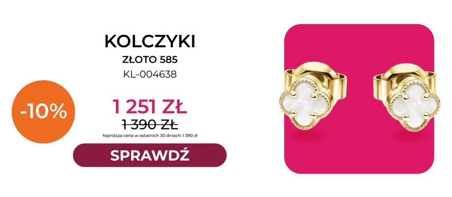 Kolczyki złoto 585 KL-004638 Briju promocja w Briju