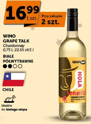 Wino Grape Talk Chardonnay białe półwytrawne promocja w ABC