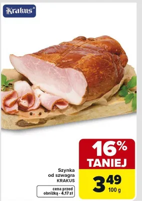 Szynka od szynkowara Krakus promocja w Carrefour Market
