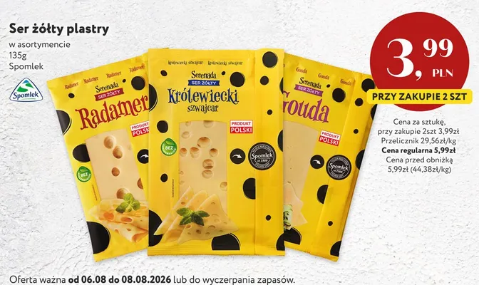 Ser żółty plastry Królewiecki Serenada promocja w Market Point