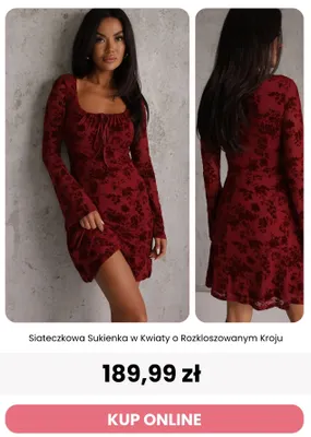 Siateczkowa sukienka w kwiaty o rozkloszowanym kroju Reneé promocja w Renee