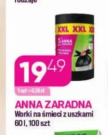 Worki na śmieci z uszkami 60 l Anna Zaradna promocja w Drogerie Koliber
