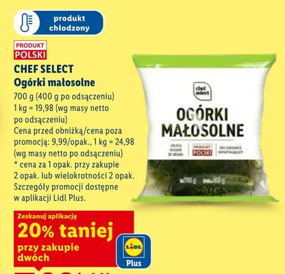 Ogórki małosolne, 700/400g promocja w Lidl