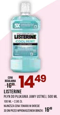 Płyn do płukania jamy ustnej Listerine Cool Mint 500ml promocja w Drogerie Natura