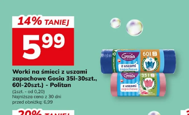 Worki na śmieci z uszami zapachowe Gosia 60 l promocja w Hitpol