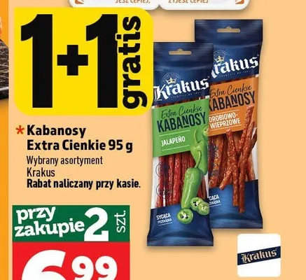 Kabanosy Extra Cienkie Krakus promocja w TOPAZ