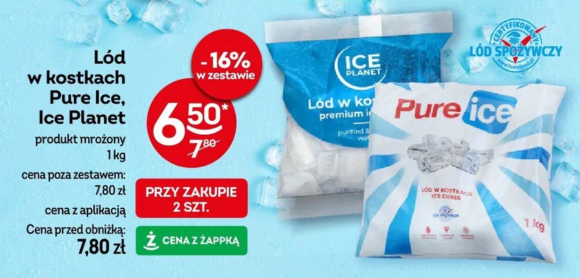 Lód w kostkach Ice Planet promocja w Żabka