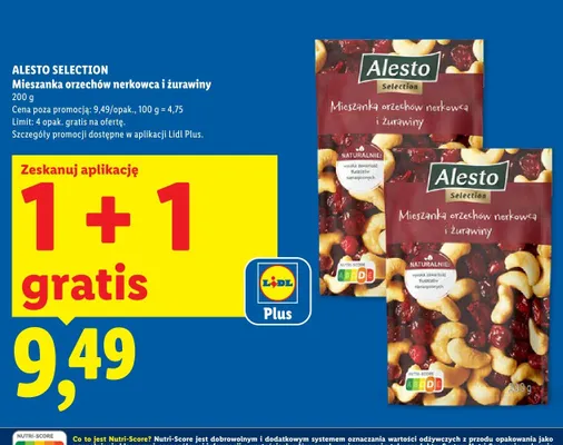 Mieszanka orzechów nerkowca i żurawiny Alesto Selection promocja w Lidl