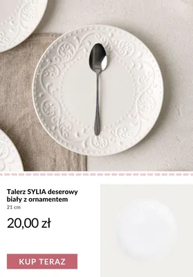 Talerz SYLIA deserowy biały z ornamentem 21 cm promocja w Homla