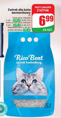 Żwirek dla kota bentonitowy Rico Bent promocja w Dino