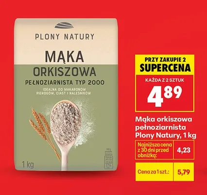 Mąka orkiszowa pełnoziarnista typ 2000 promocja w Biedronka