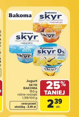 Jogurt Skyr 0% Bakoma promocja w Carrefour
