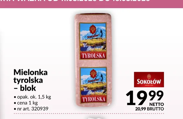 Mielonka tyrolska blok Sokołów promocja w Makro