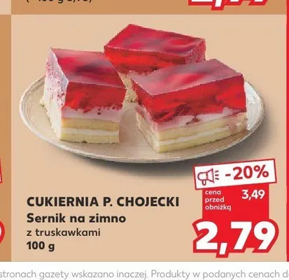 Sernik na zimno z truskawkami Cukiernia P. Chojecki promocja w Kaufland