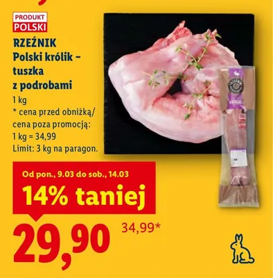 Polski królik - tuszka z podrobami promocja w Lidl