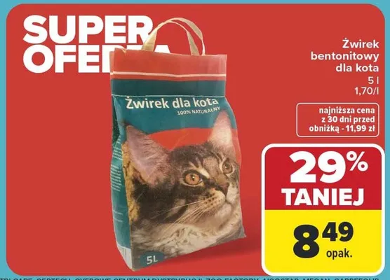 Żwirek bentonitowy dla kota promocja w Carrefour
