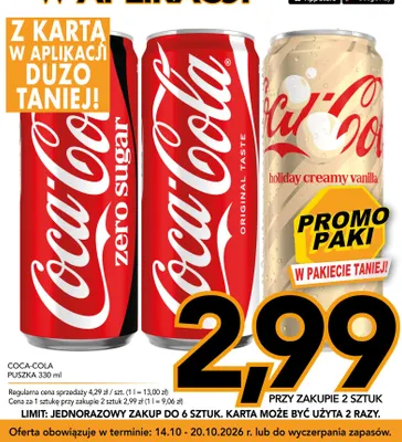 Napój gazowany Coca-Cola Original Taste promocja w Kupiec