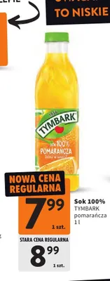 Sok 100% Tymbark pomarańcza promocja w Intermarche