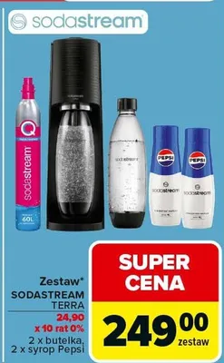 Zestaw Sodastream Terra x 10 butelek, 2 x butelka, 2 x syrop Pepsi promocja w Carrefour