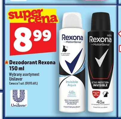 Dezodorant damski Rexona MotionSense Invisible Aqua promocja w TOPAZ