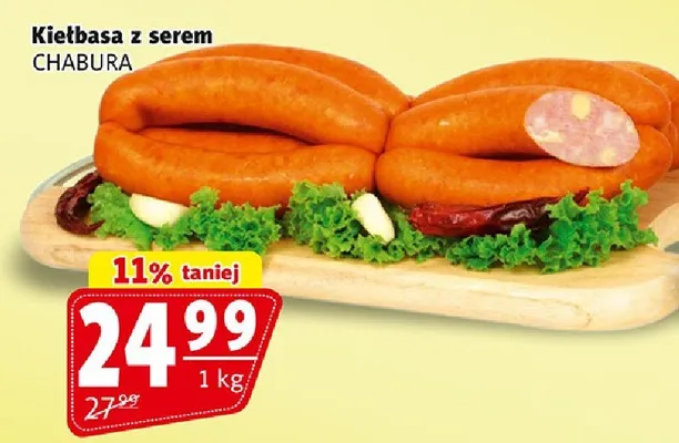 Kiełbasa z serem Chabura promocja w Prim Market