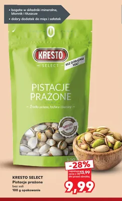 Pistacje prażone bez soli Kresto Select promocja w Kaufland