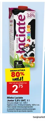 Mleko Łaciate Junior 3,8% UHT promocja w Twój Market