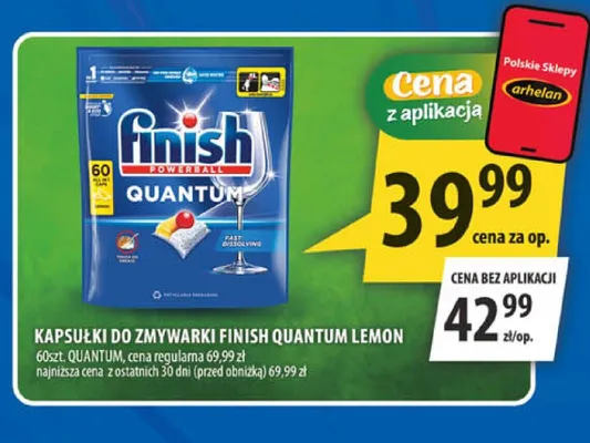 Kapsułki do zmywarki Finish Quantum Lemon promocja w Arhelan