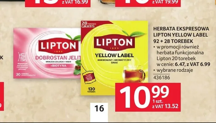 Herbata ekspresowa Lipton Yellow Label promocja w Selgros
