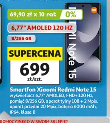 Smartfon Xiaomi Redmi Note 15 promocja w Auchan
