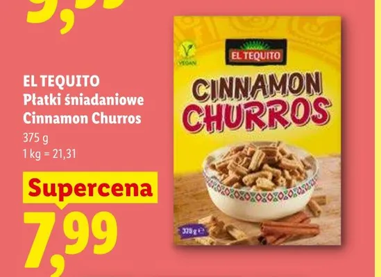Płatki śniadaniowe Cinnamon Churros El Tequito promocja w Lidl