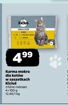 Karma mokra dla kotów w saszetkach Kiciuś z jagnięciną 4-pak 100 g promocja w Netto
