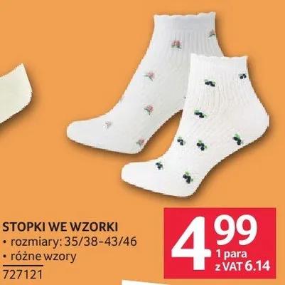 Stopki we wzorki rozmiar 35/38-43/46 różne wzory promocja w Selgros
